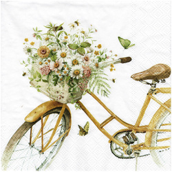 Serwetka do decoupage 33x33cm - Flower bike rower z kwiatami