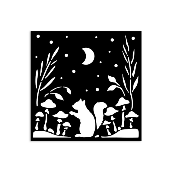 Szablon mix media 3D 12x12cm - Herbarium Silvae wiewiórka - Stamperia