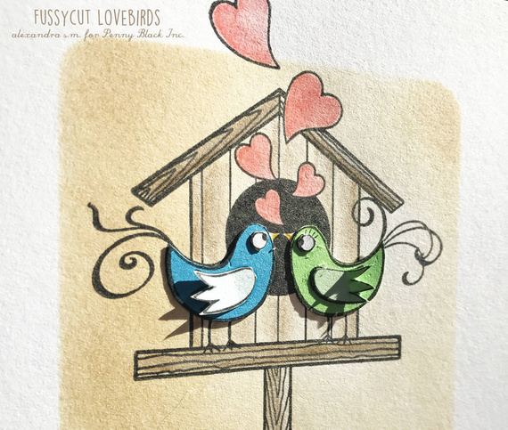 Stempel Penny Black - With Affection Walentynki ptaszki serduszka