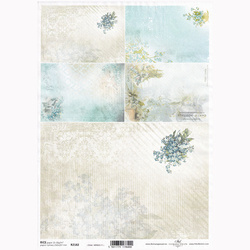 Papier ryżowy do decoupage A4 ITD-R2182 kwiaty, niezapominajki, damask