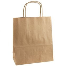 Torebka papierowa eko kraft brązowa - mała - 180x80x210mm uchwyt skręcany