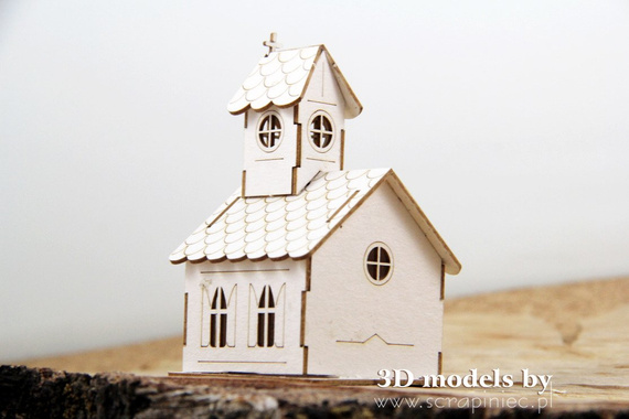 Tekturka - Mini church - mini kościół 8,3cm - Scrapiniec