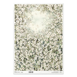 Papier ryżowy do decoupage A3 - drobne kwiatuszki - R1423L - Itd Collection