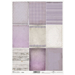 Papier ryżowy do decoupage A4 ITD-R2246 kratki, kropki, paski, deski