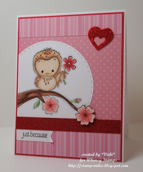 Stempel - Whimsy Stamps - Woodland Owl - sówka na gałęzi