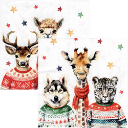 Serwetka do decoupage 33x33cm - Martin and friends zwierzęta w sweterkach
