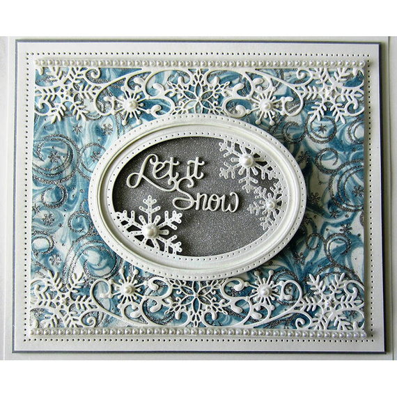 Wykrojnik - Creative Expressions - Peeking Snowflake CED3022 - ramka śnieżynki napis Let it snow