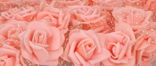 Kwiatki piankowe brzoskwiniowe z tiulem