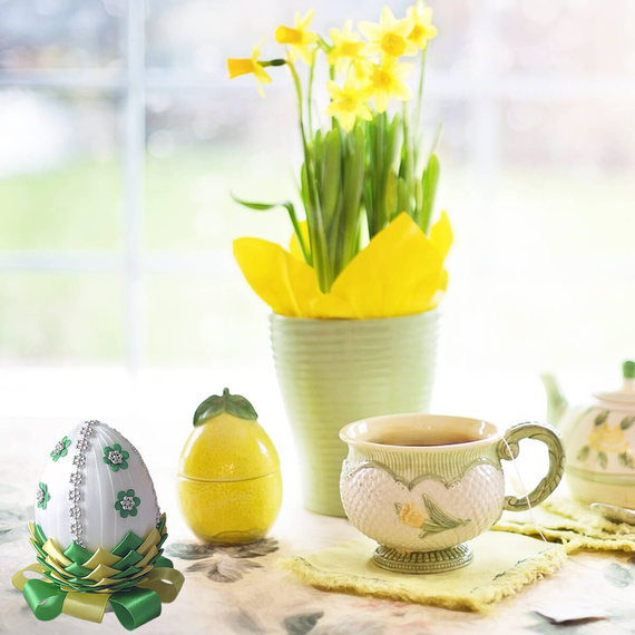 Zestaw kreatywny Wielkanoc - jajka styropianowe, wstążki, cekiny