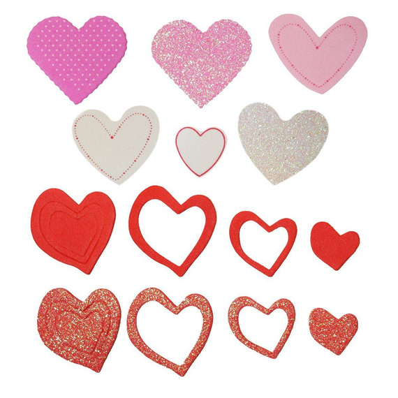 Naklejki piankowe serca mix 50szt