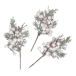 Gałązka świąteczna biała oszroniona - 1 gałązka