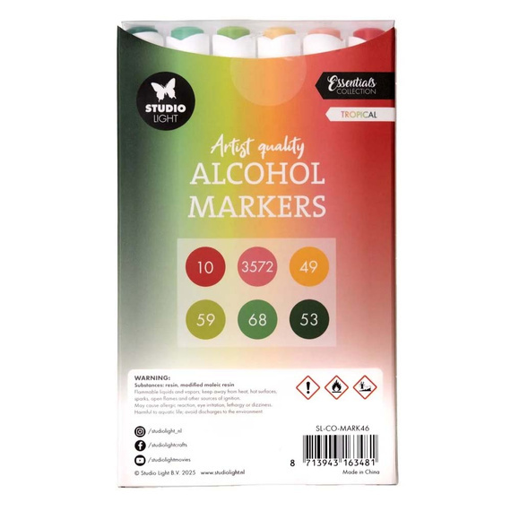 Markery alkoholowe dwustronne Tropical Essentials nr 46 - Studio Light - 6 szt.