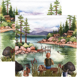 Serwetka do decoupage 33x33cm - Lakeside Fishing jezioro wędkarz