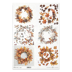 Papier ryżowy do decoupage A3 - jesienne wianki 3D - R1334L - Itd Collection