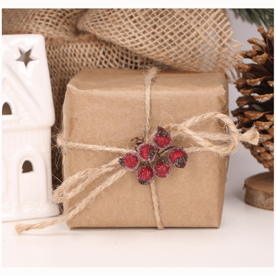 Jarzębina dekoracyjna bordowa oszroniona na druciku - 1 gałązka