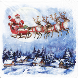 Serwetka do decoupage 33x33cm - Santa's Wonderland zaprzęg Świętego Mikołaja