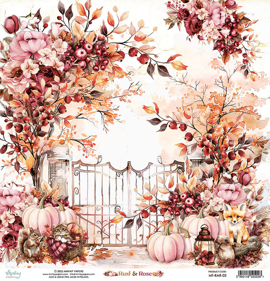 Papier do scrapbookingu 30x30 - Mintay - Rust & Rose 03