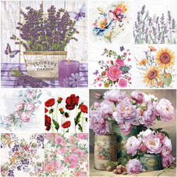 Zestaw kwiatowych serwetek do decoupage 33x33cm - 10szt