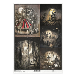 Papier ryżowy do decoupage A4 - tajemniczy zamek cyrk - R2509 - Itd Collection