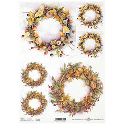 Papier ryżowy do decoupage A4 ITD-R2288 wianki jesienne