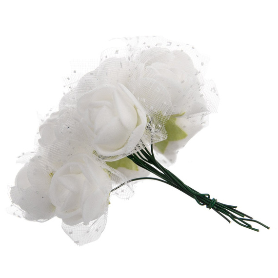 Kwiatki piankowe białe z tiulem