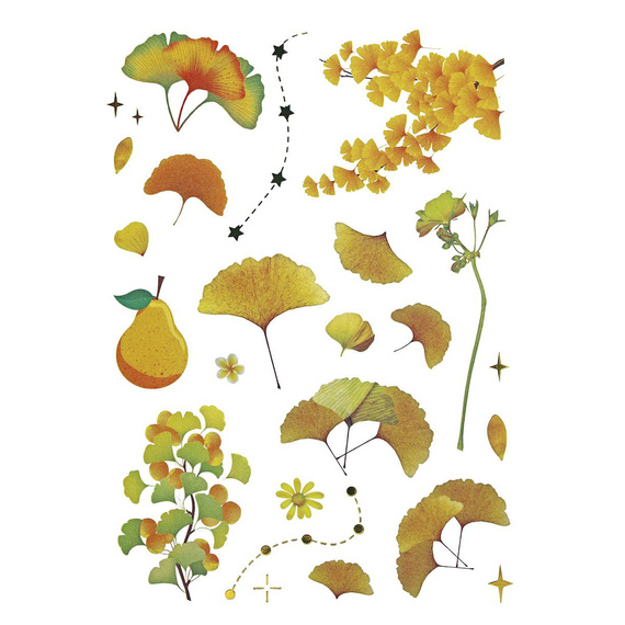 Naklejki foliowe - Żółte kwiaty i liście