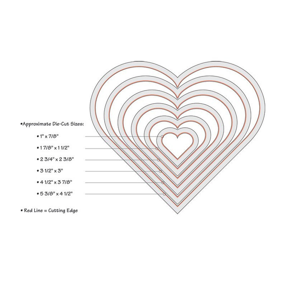 Wykrojnik Sizzix - Framelits - Hearts 657561 serca 6 szt.