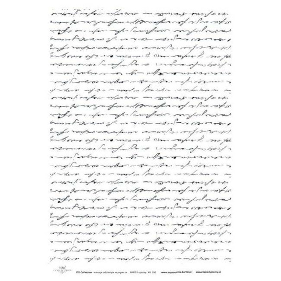 Papier ryżowy do decoupage ITD-R053 - A4 - stary list, odręczne pismo