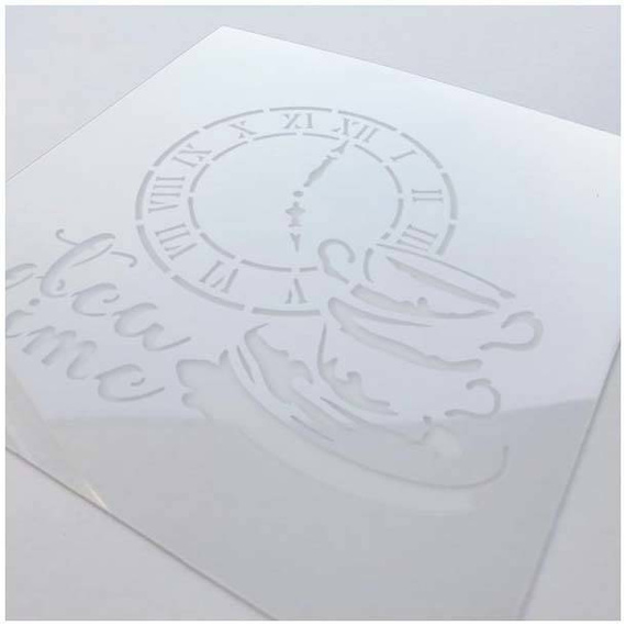 Maska / szablon 16x16cm - Tea Time, zegar