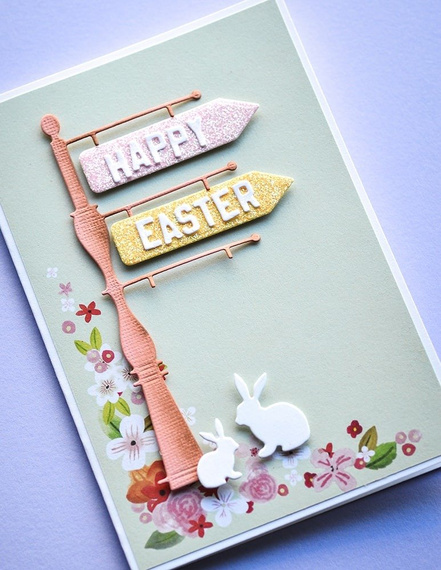 Wykrojnik - Memory Box - napis Happy Easter Spring