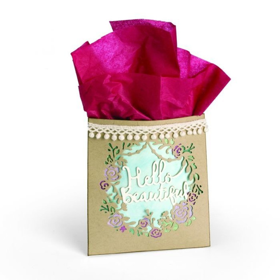 Wykrojnik Sizzix Thinlits - Phrase, Hello Beautiful - napis w ramce / ażur