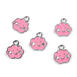 Zawieszka metalowa chmurka różowa - 5 szt