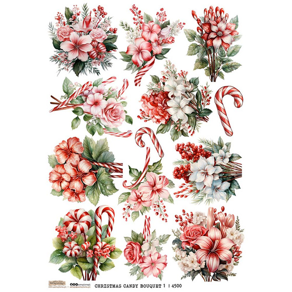 Papier ryżowy A4 - Scraplove - Christmas Candy Bouquet 1