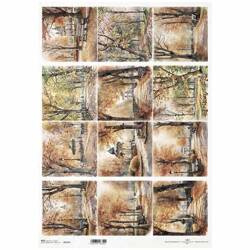 Papier ryżowy do decoupage A3 ITD-1137L jesienne widoczki, rośliny, jesień, park