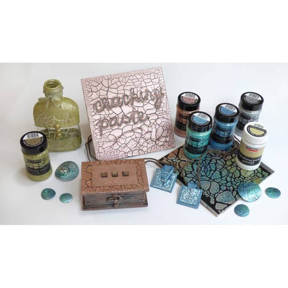 Pasta pękająca - cracking paste metallic - srebrzysty turkus / silver turquoise 100ml - Pentart