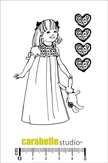 Stempel - Carabelle Studio - Fillette et son doudou dziewczynka z przytulanką
