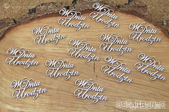 Tekturka - W Dniu Urodzin zestaw słów połączonych - Scrapiniec