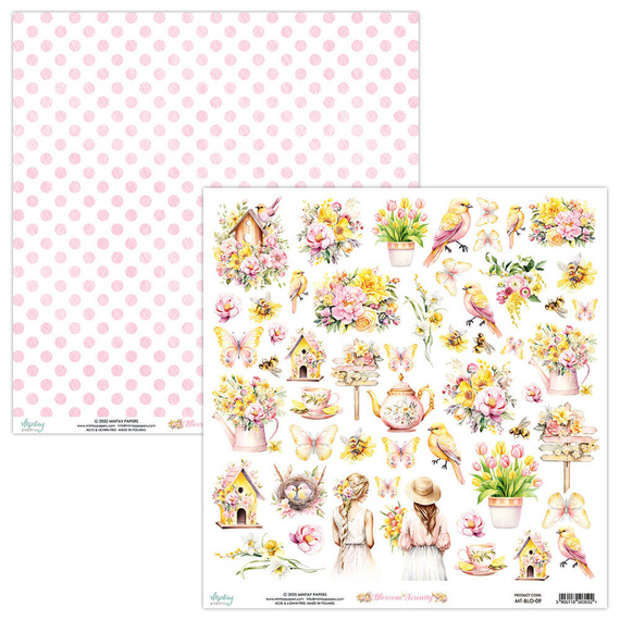 Papier z emementami do scrapbookingu 30x30 - Mintay - Blossom Serenity