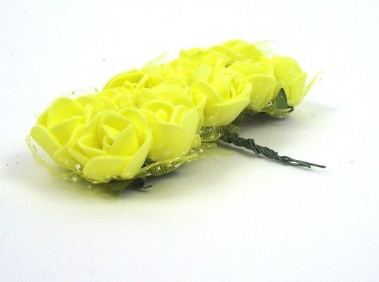 Kwiatki piankowe żółte z tiulem