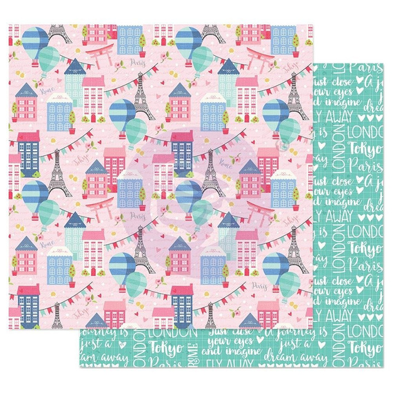 Papier do scrapbookingu 30x30 - Prima - Traveling Girl - Somwhere in Europe