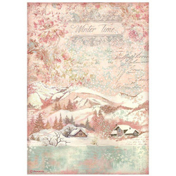 Papier ryżowy A4 - Stamperia - Sweet Winter pejzaż