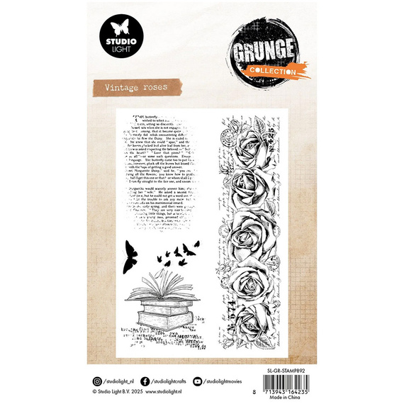 Stempel przezroczysty - StudioLight - Vintage roses róże książki motyle