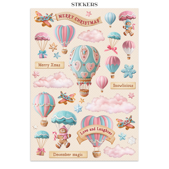 Zestaw papierów, naklejek i elementów Junk Journal - Candy Christmas - Stamperia