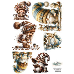 Papier ryżowy do decoupage A4 - Krasnale