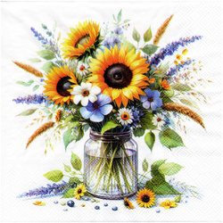Serwetka do decoupage 33x33cm - Sunflowers in jar słoneczniki bukiet