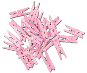 Spinacze, klamerki  2,5 cm drewniane różowe 25 szt.