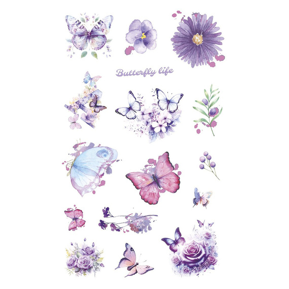 Naklejki foliowe - Fioletowe kwiatki i motylki