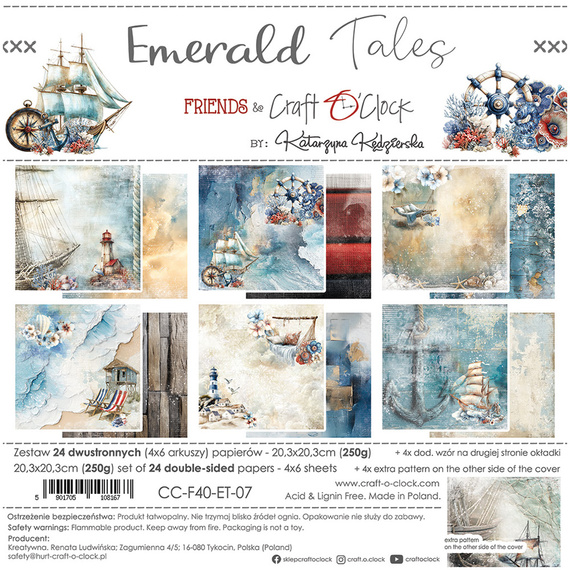 Zestaw papierów do scrapbookingu 20x20 - Craft o'clock - Emerald Tales