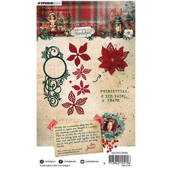 Wykrojnik do papieru - StudioLight - Poinsettias & ice swirl frame poinsecja i ramka