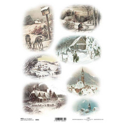 Papier ryżowy do decoupage A4 ITD-R993 zimowe widoczki